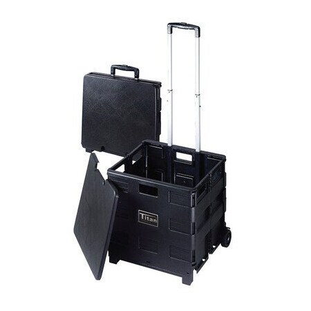 Titan Products Craig Titan Rolling Versatile Folding Storage Dolly Cart with Lid RA9032958